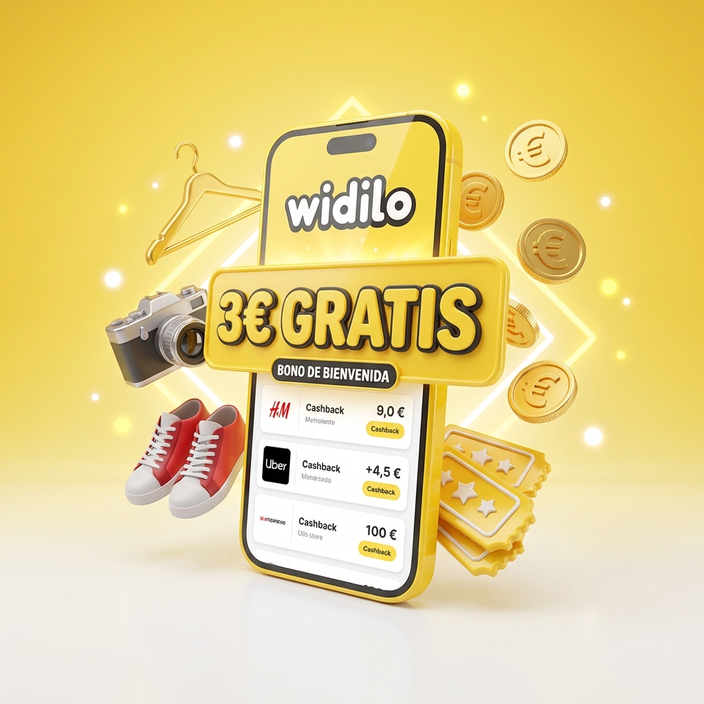 Widilo: Gana 3€ Gratis + Cashback en tus Compras